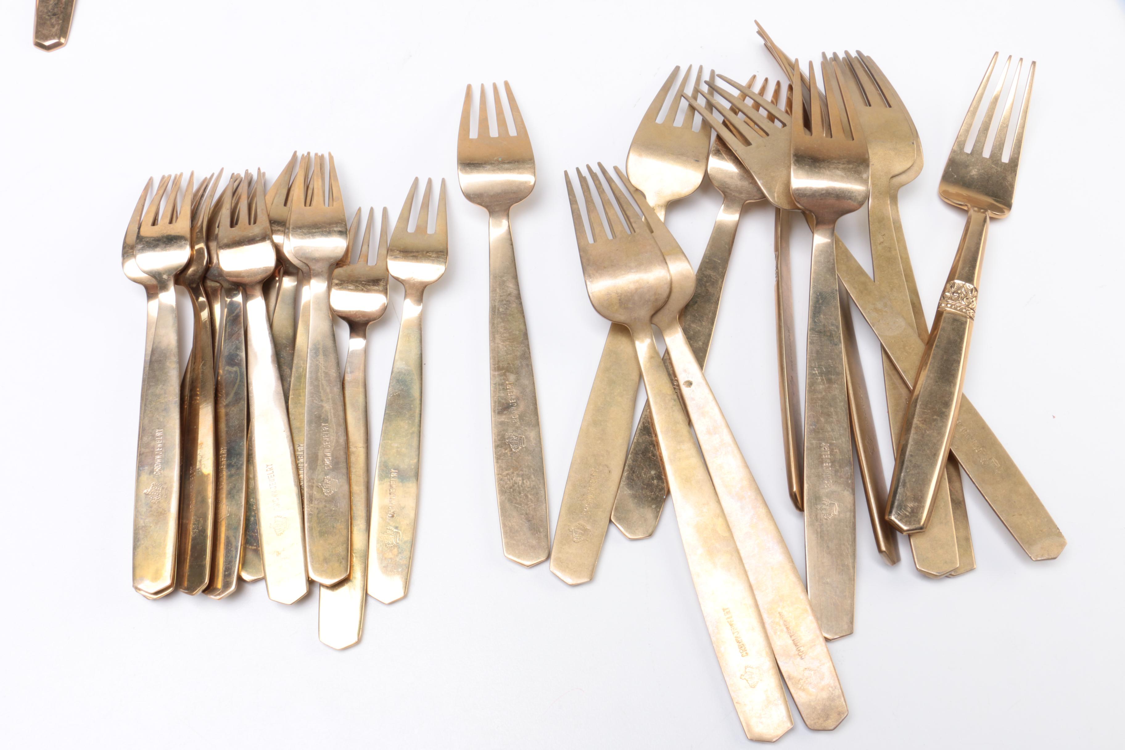 Crown Jewelry Brass Flatware Set