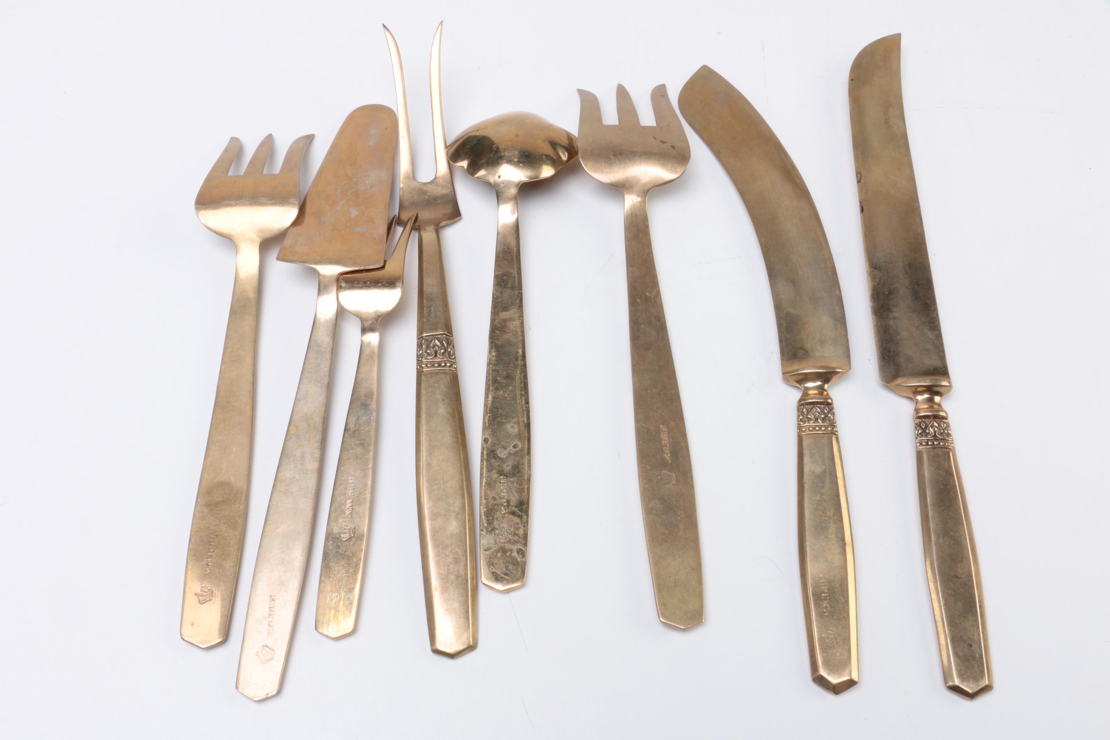 Crown Jewelry Brass Flatware Set