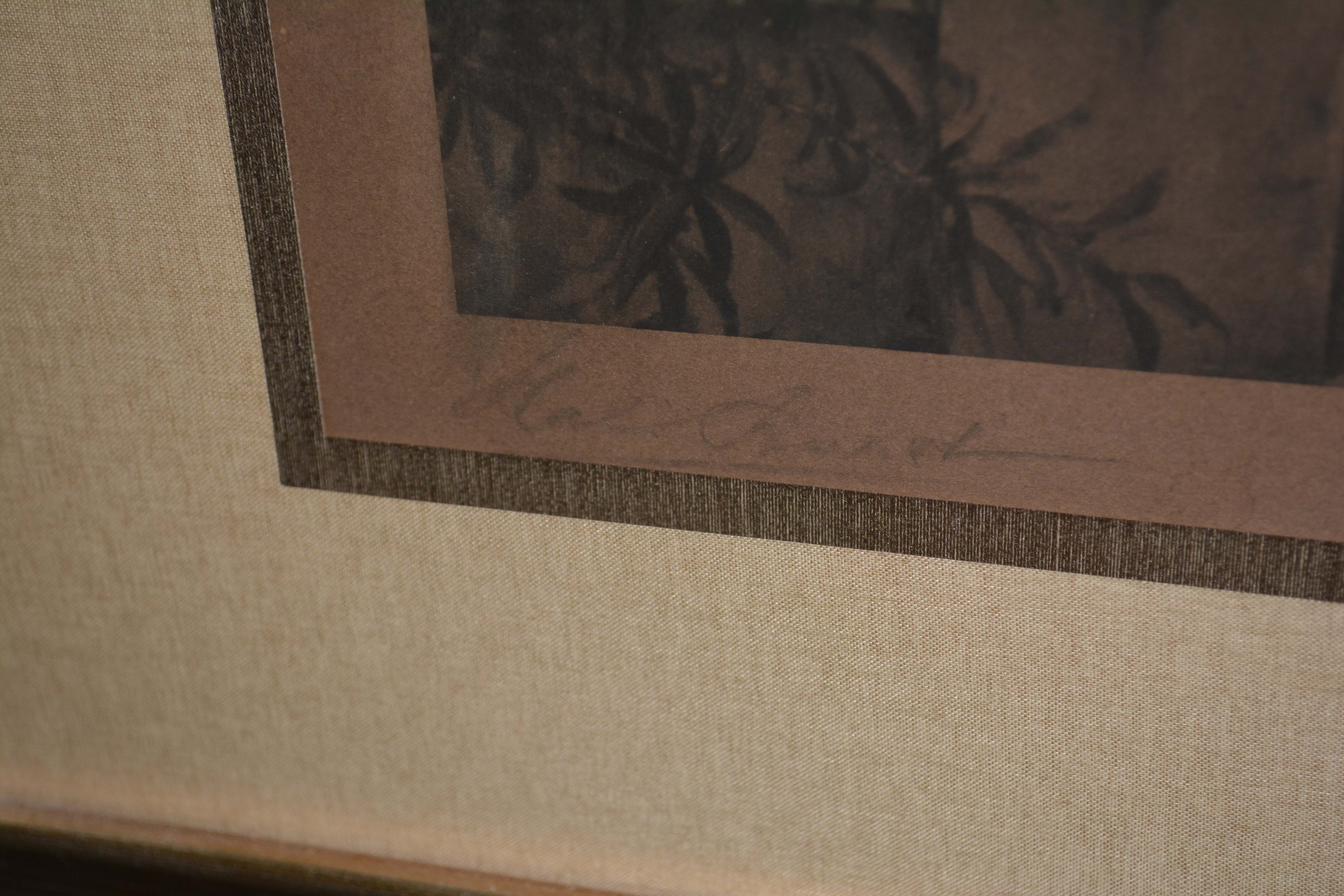 Antique Signed Planographic Print of Couple