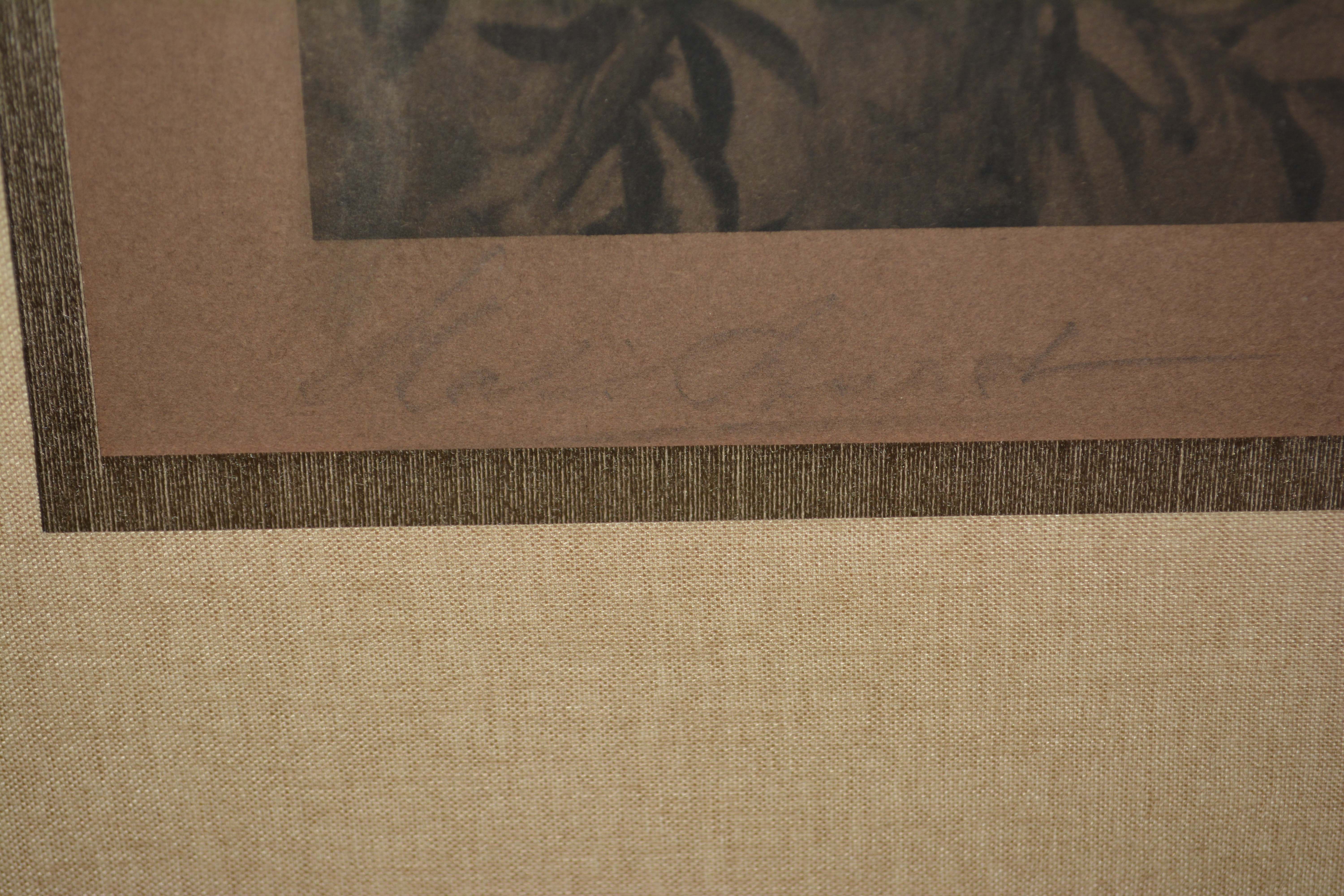 Antique Signed Planographic Print of Couple