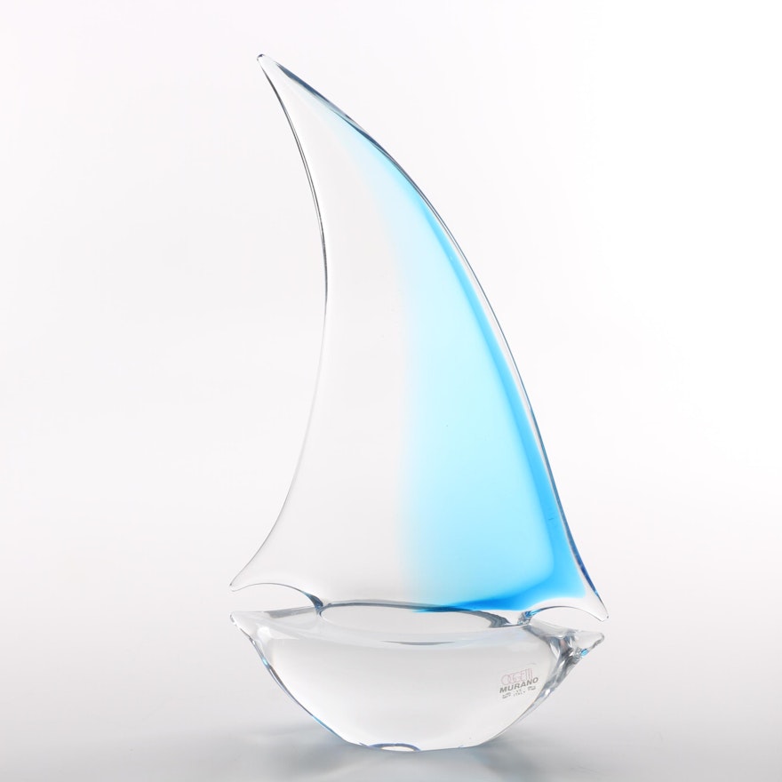 Oggetti Murano Art Glass Sailboat Sculpture