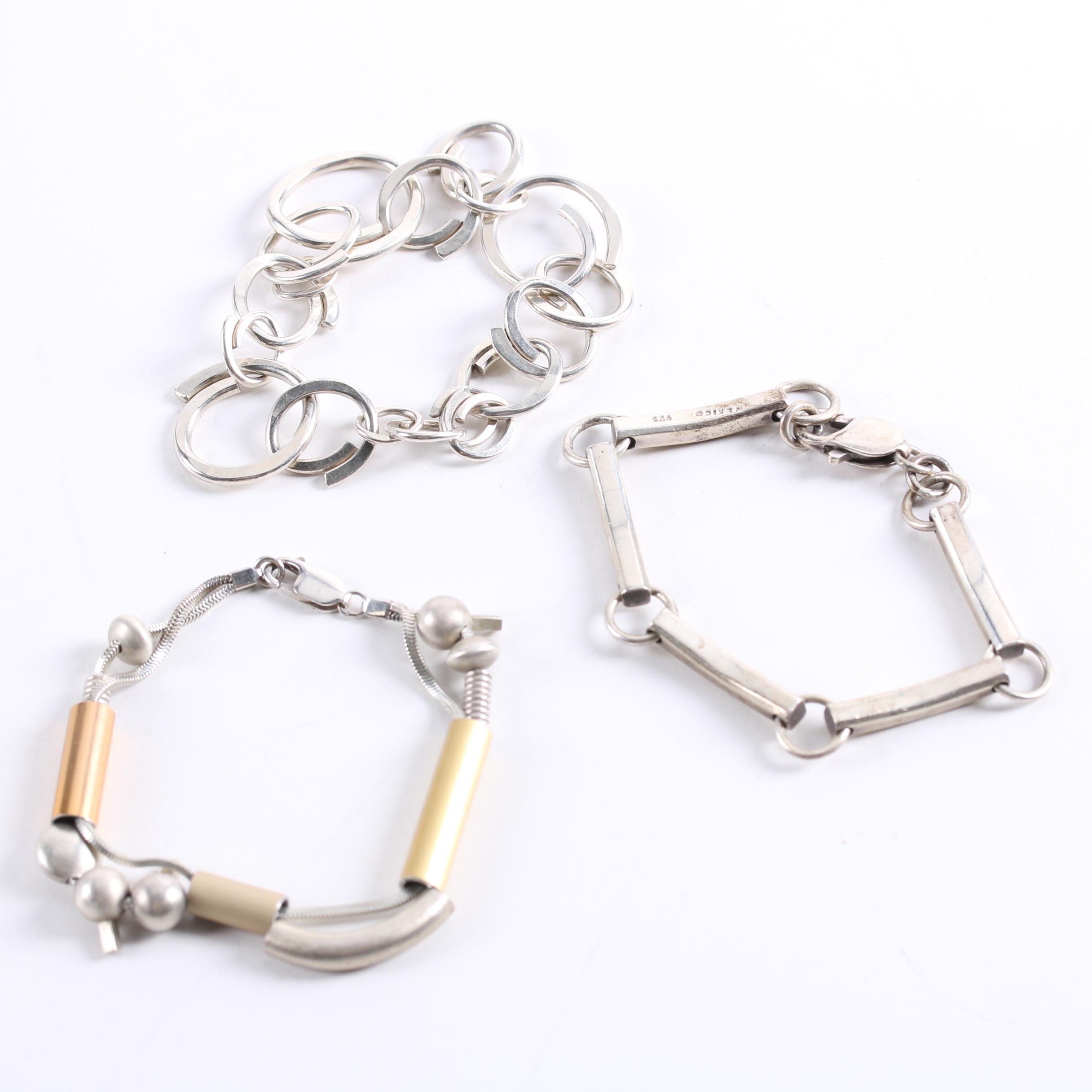 Sterling and 900 Silver Bracelets and Earrings