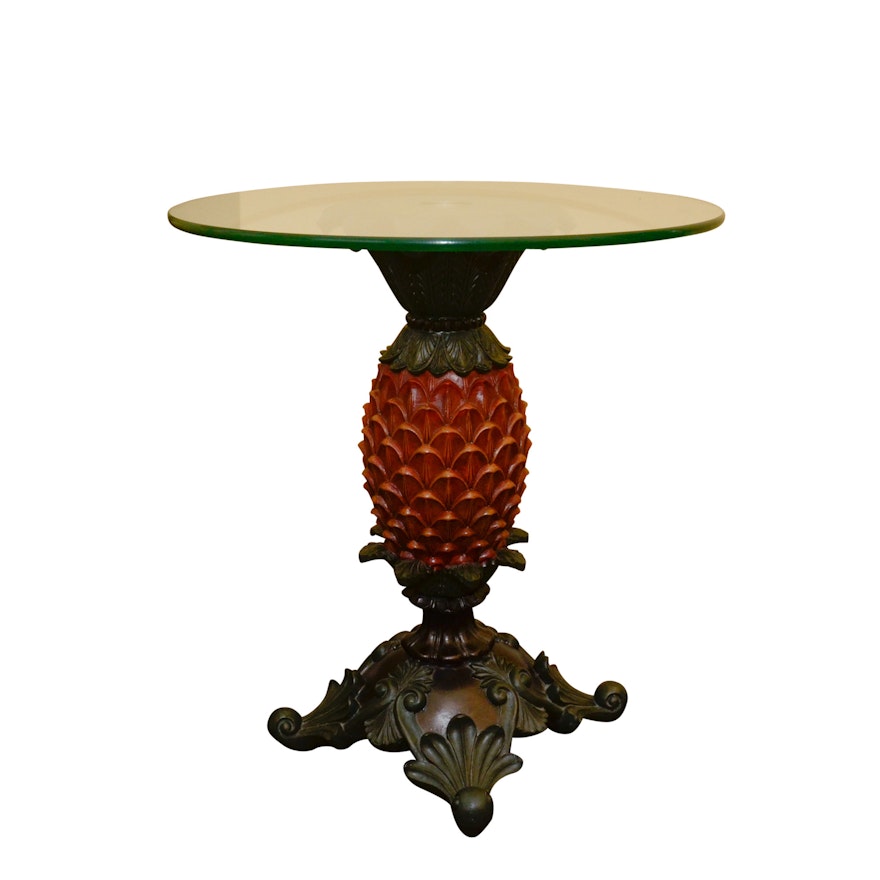 Decorative Glass Top Pedestal Accent Table