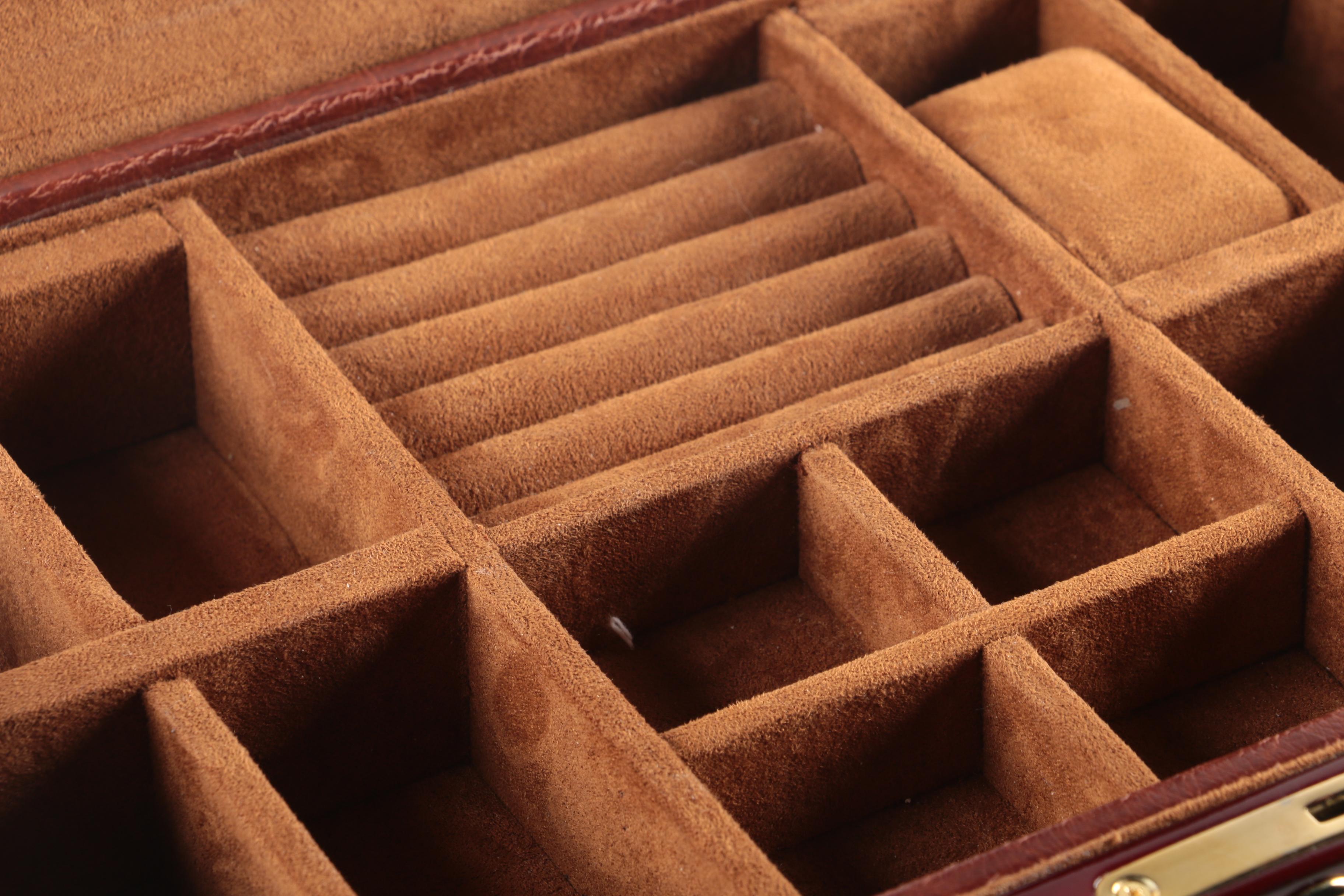 Inlaid Wood Jewelry Box with Glass Lid