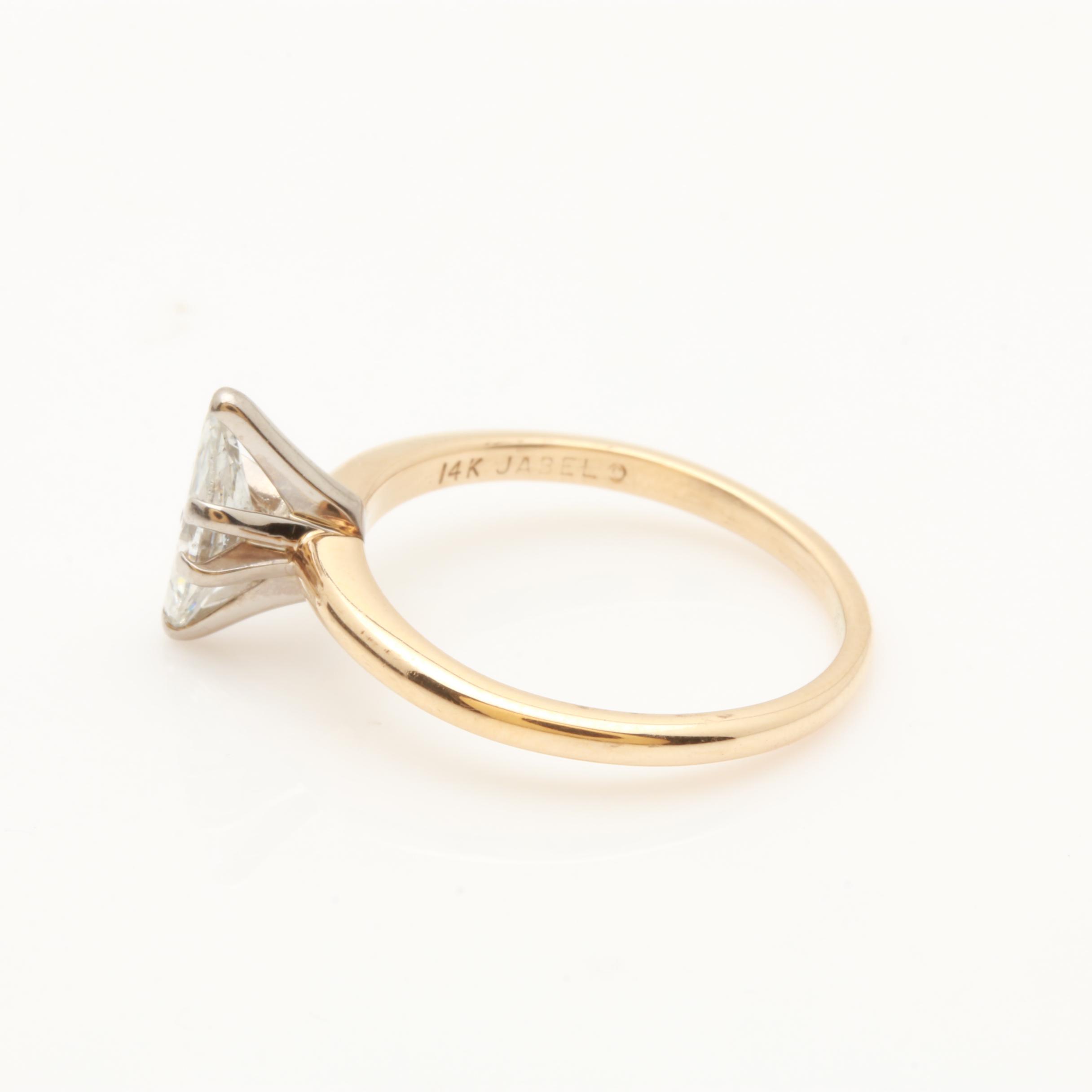Jabel 14K Yellow Gold Marquise Diamond Solitaire Ring