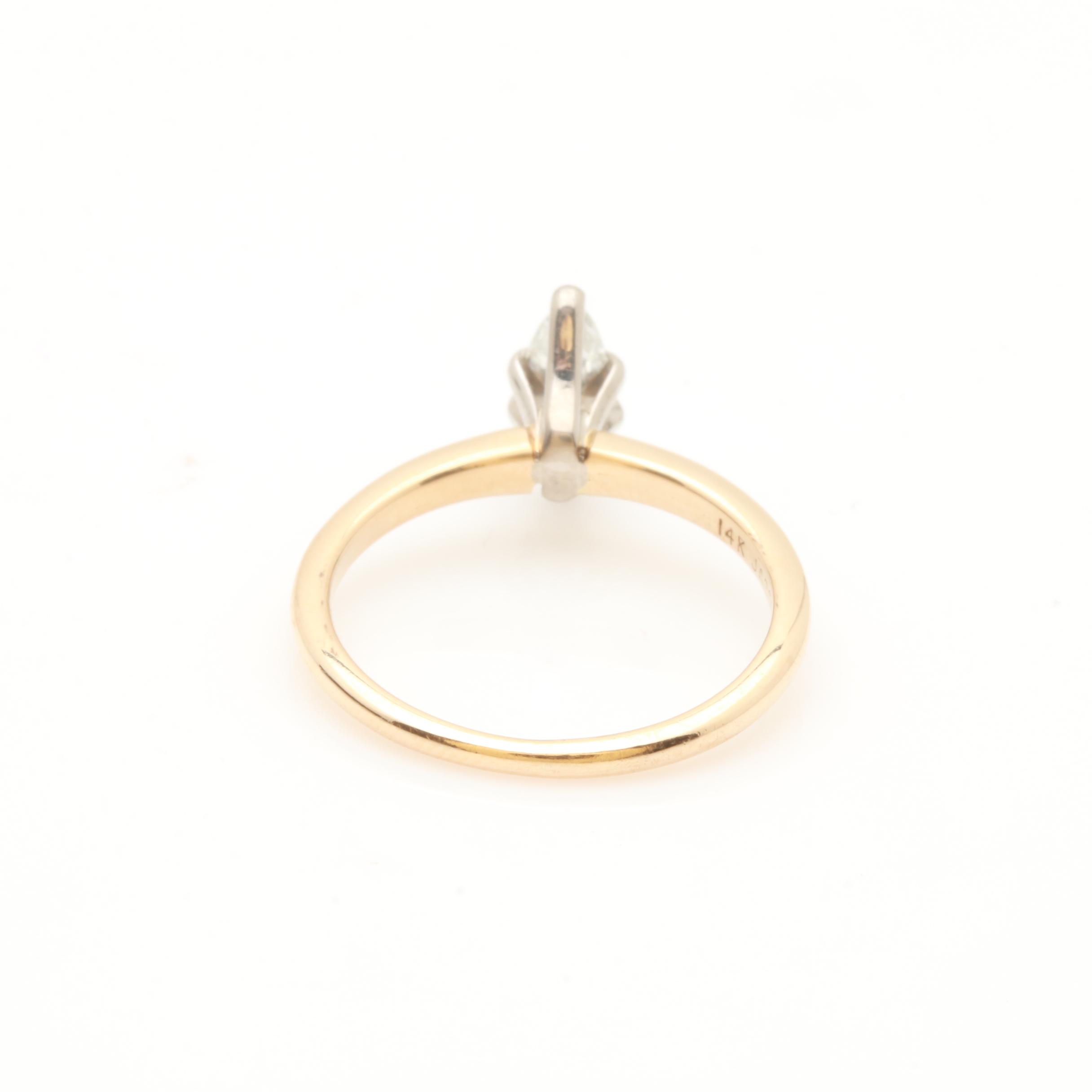 Jabel 14K Yellow Gold Marquise Diamond Solitaire Ring