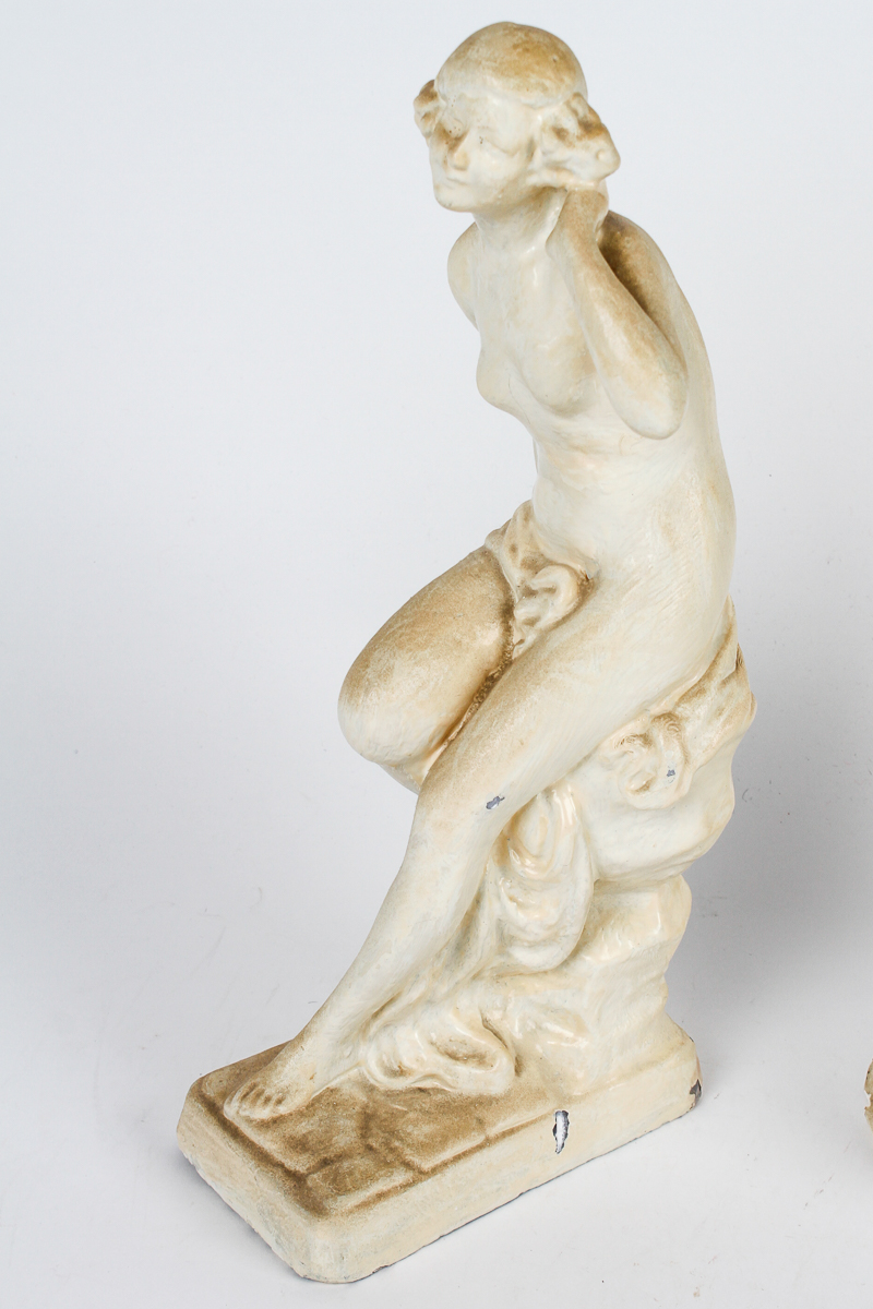 Late 20th-Century Plaster Figures of Mermaid and Female Nude