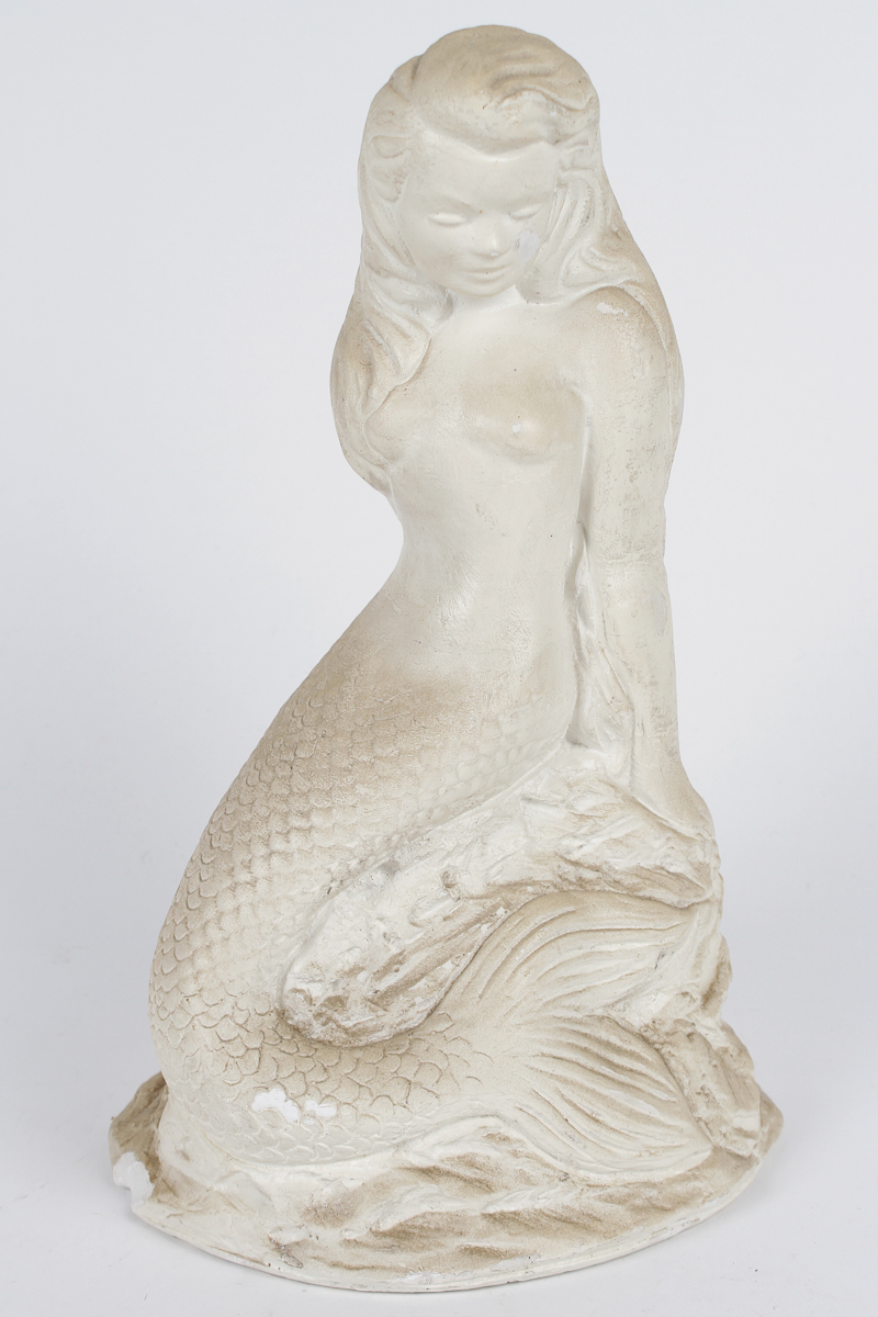 Late 20th-Century Plaster Figures of Mermaid and Female Nude