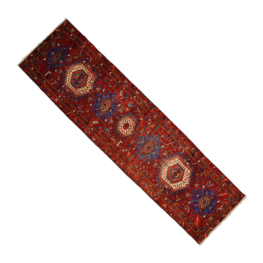 Hand-Knotted Persian Karaja Wool Carpet Runner