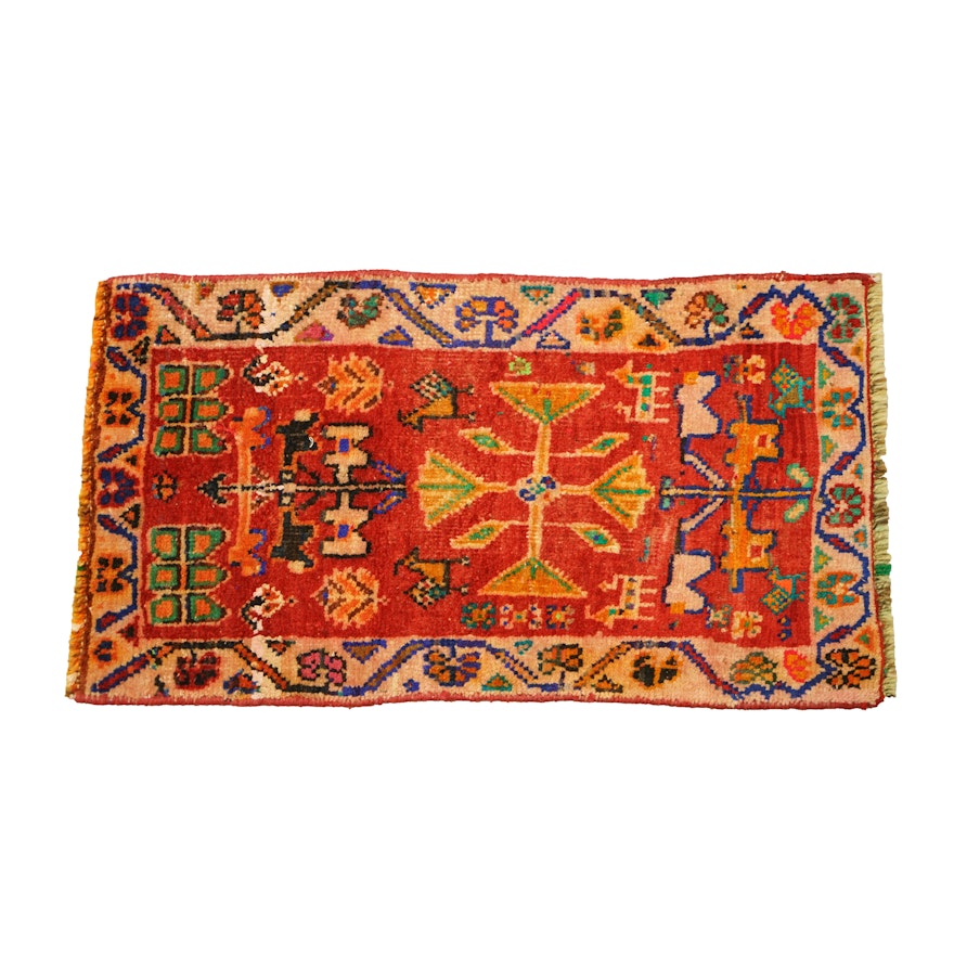 Hand-Knotted Persian Tribal Wool Floor Mat