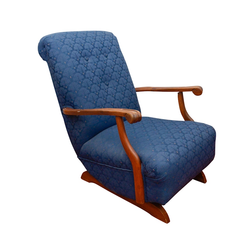Blue Upholstered Rocking Chair