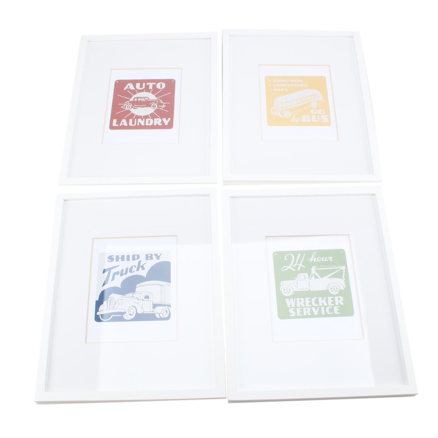 Contemporary Giclée Prints Including "Auto Laundry" and "Go by Bus"