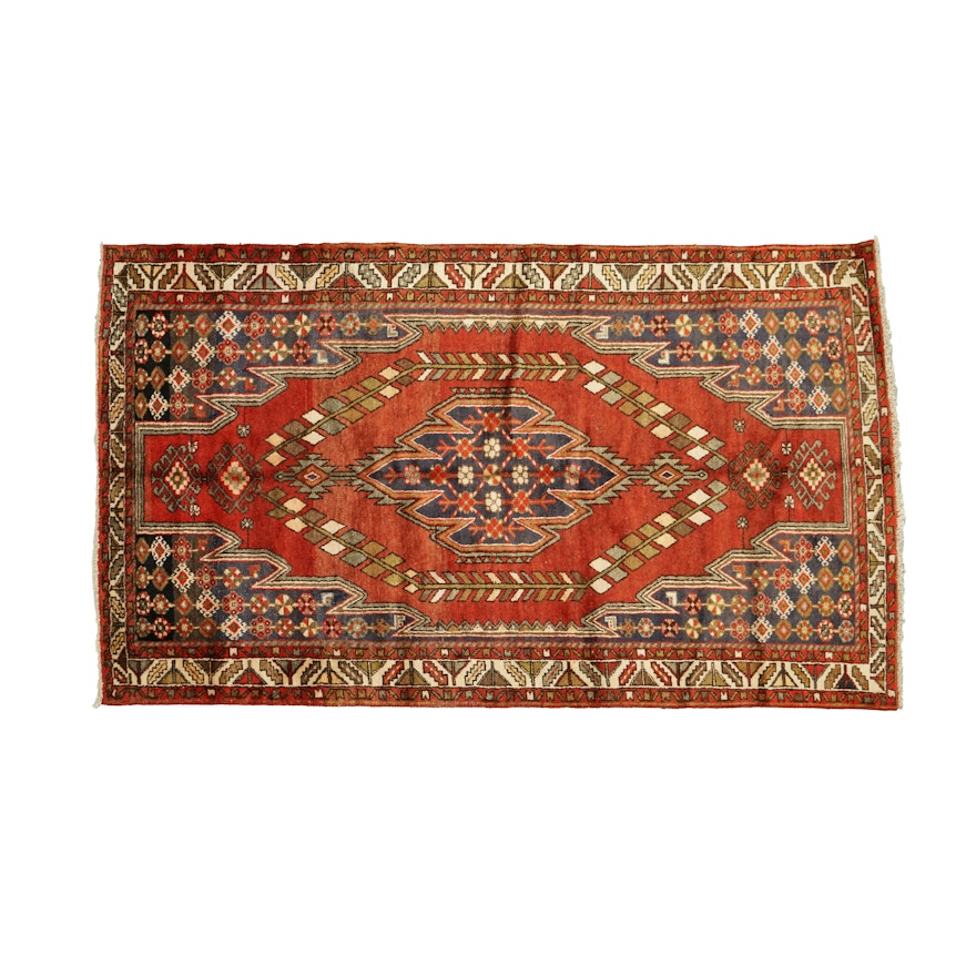 Hand-Knotted Persian Kurdish Mazlaghan Wool Area Rug