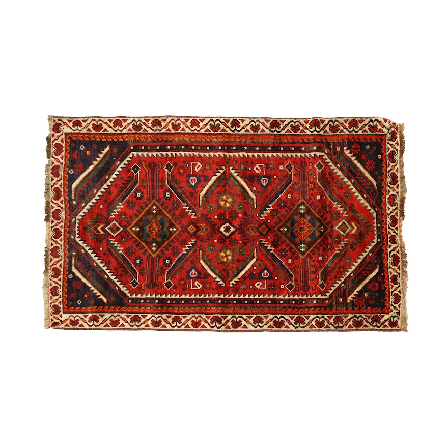 Hand-Knotted Persian Shiraz Wool Accent Rug