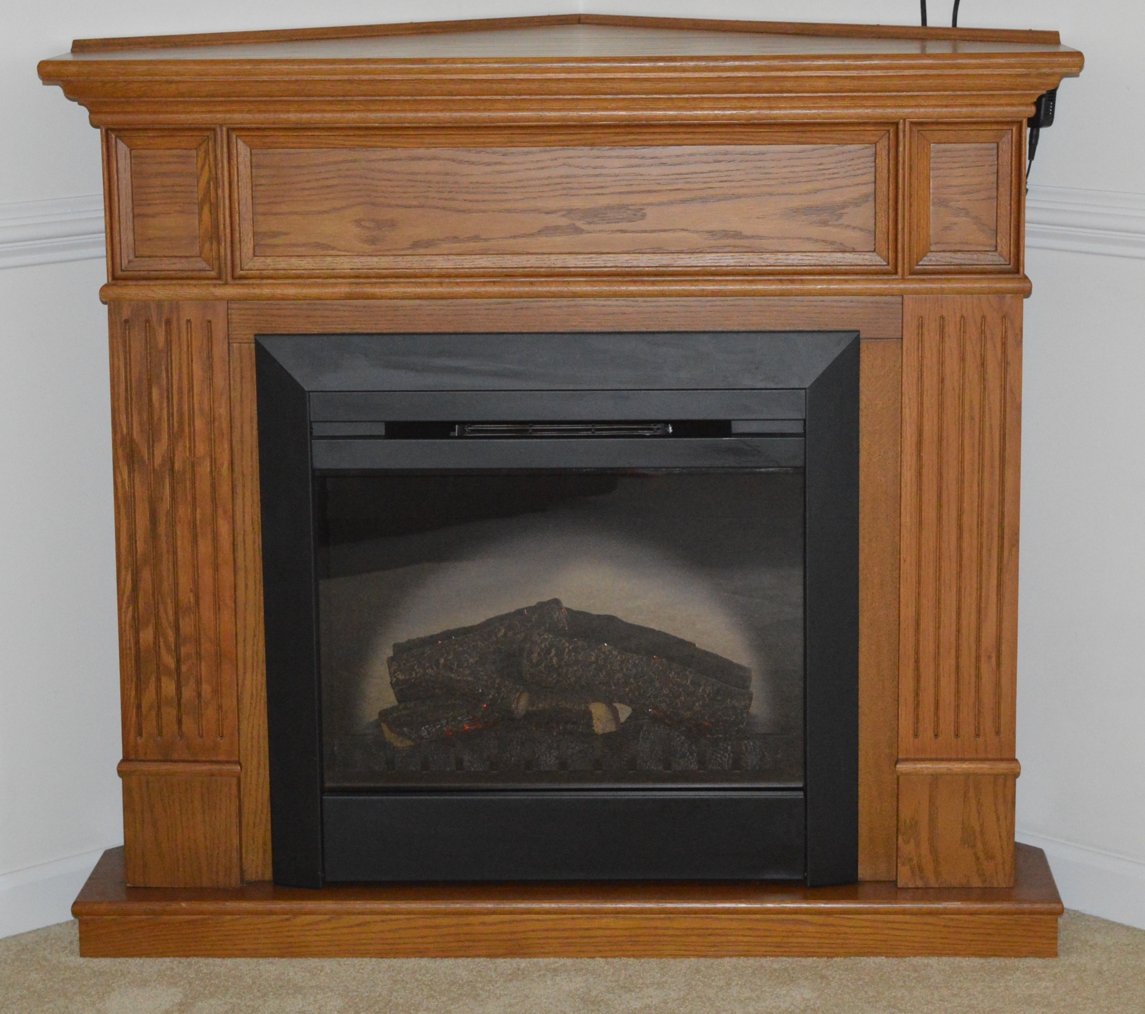 Oak Corner Electric Fireplace