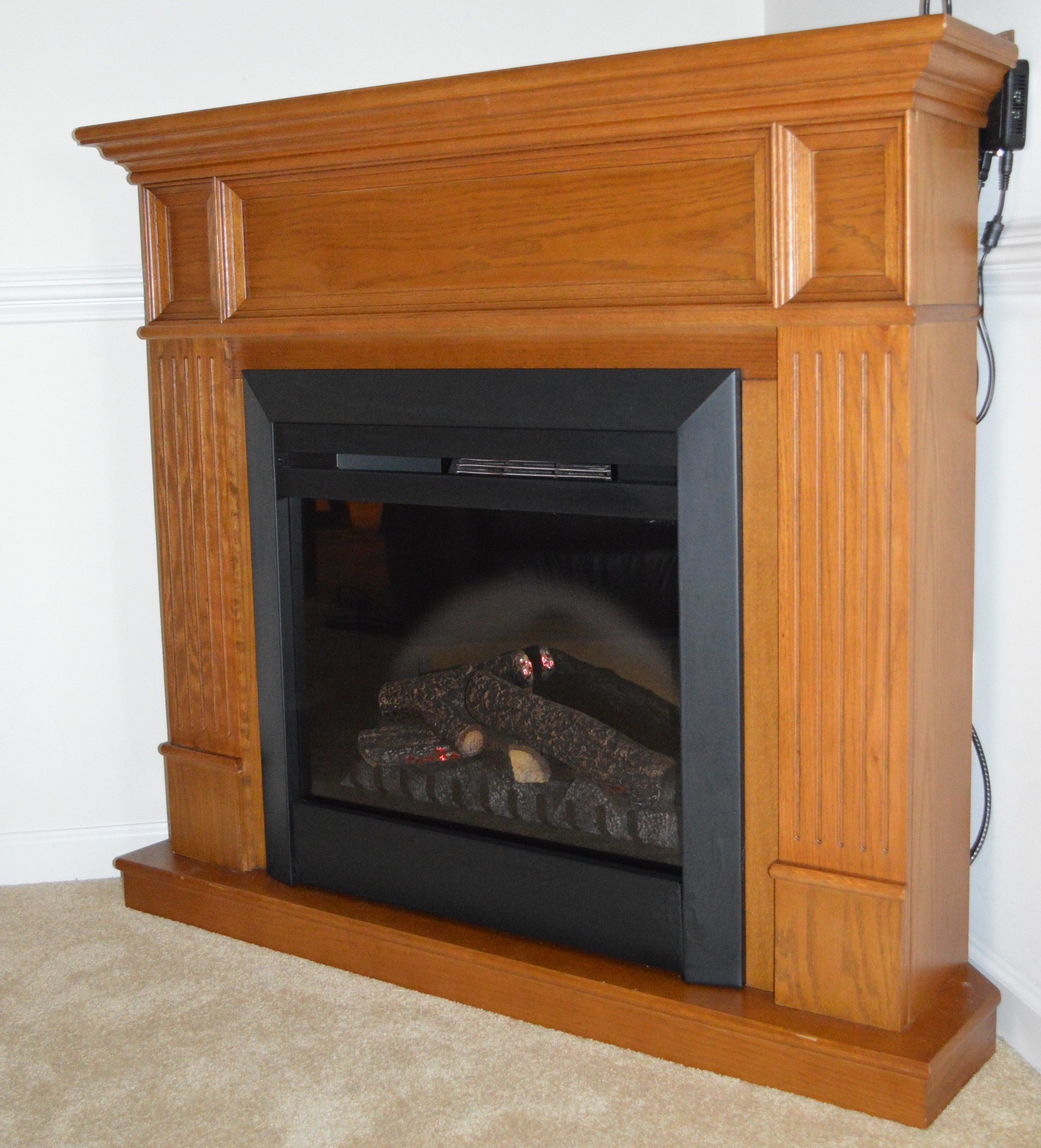Oak Corner Electric Fireplace
