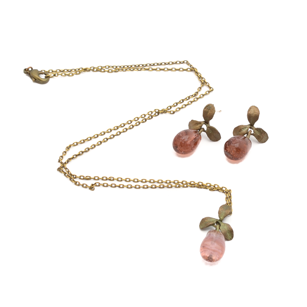 Michael Michaud Cranberry Necklace and Earrings