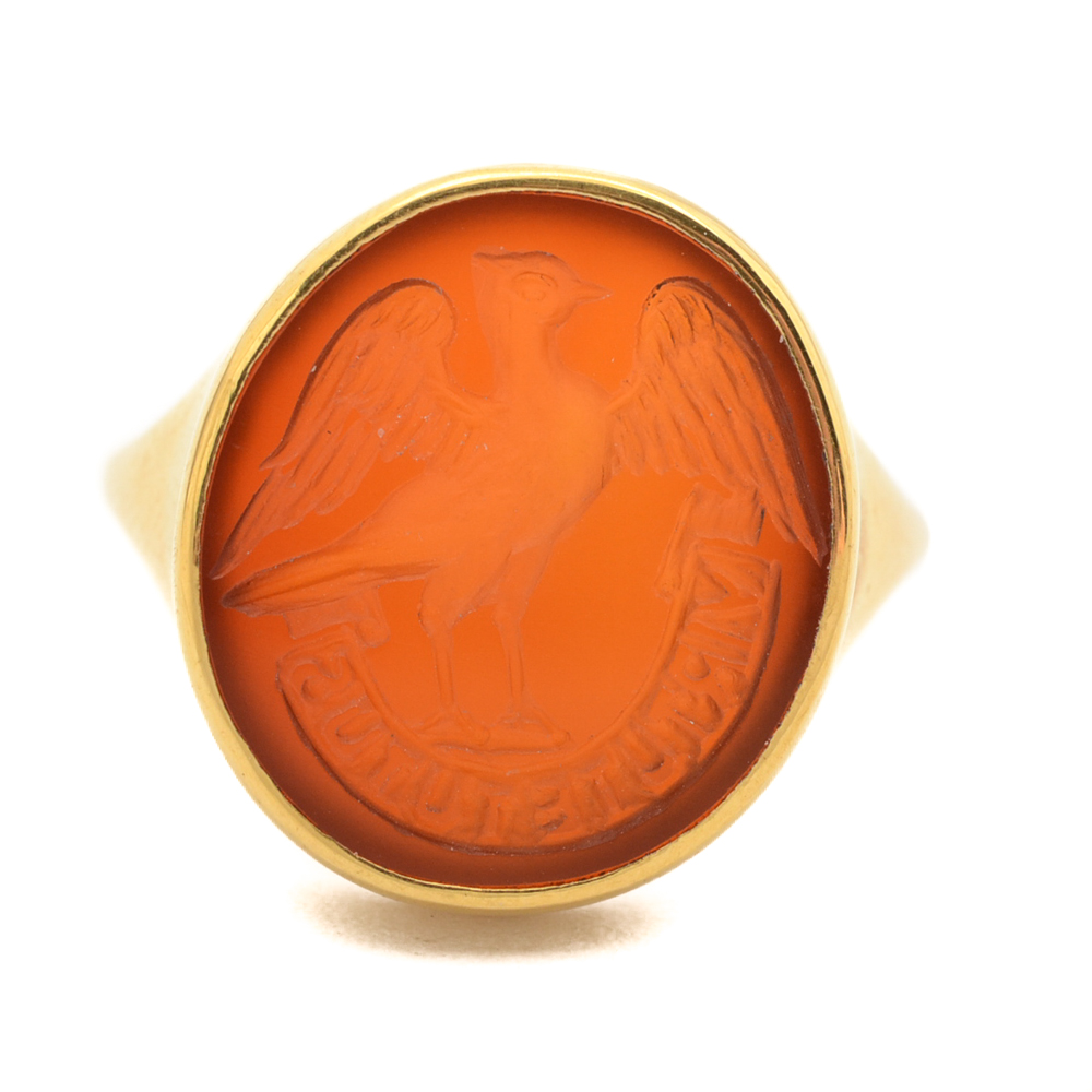 18K Gold Bikakis & Johns Carnelian Signet Ring