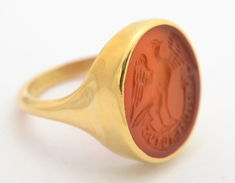 18K Gold Bikakis & Johns Carnelian Signet Ring
