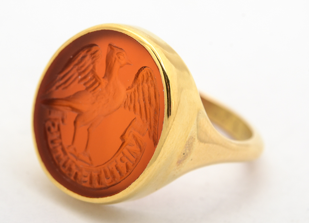 18K Gold Bikakis & Johns Carnelian Signet Ring