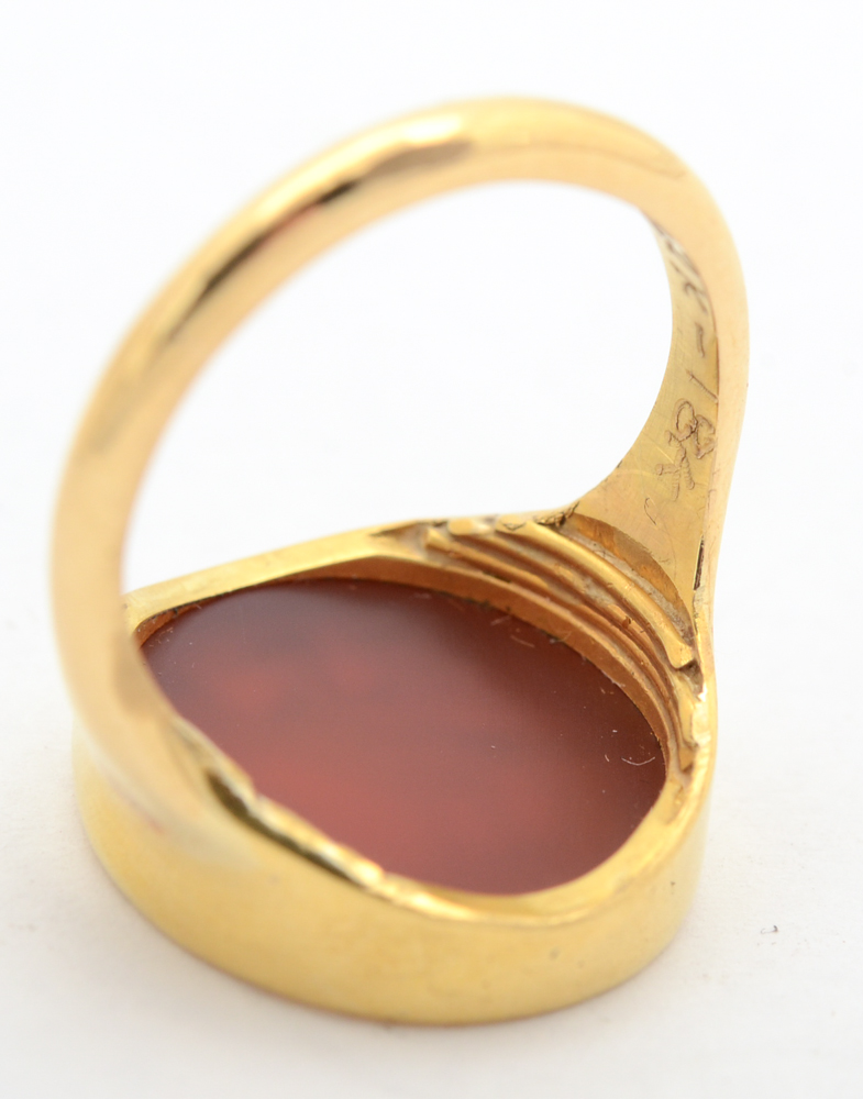 18K Gold Bikakis & Johns Carnelian Signet Ring