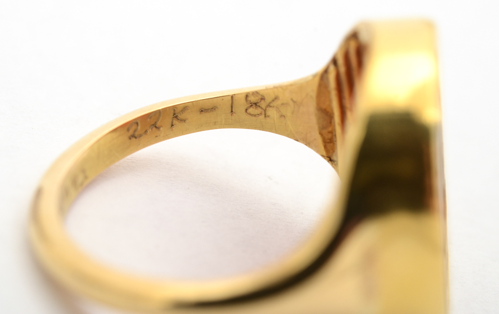 18K Gold Bikakis & Johns Carnelian Signet Ring