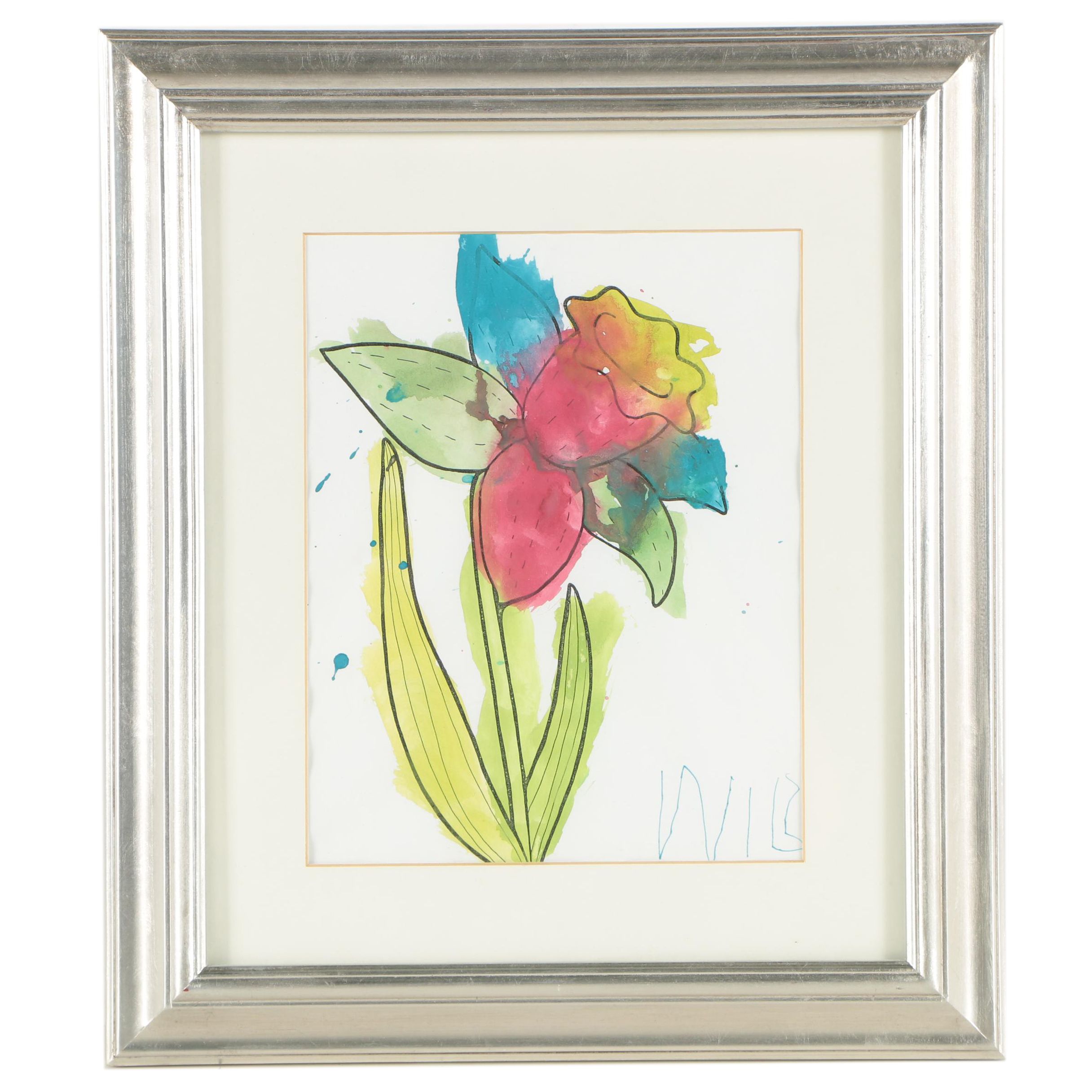 Watercolor Painting of a Flower