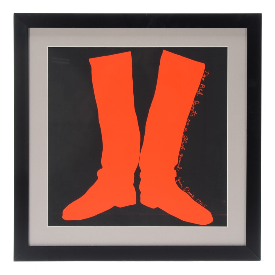 Jim Dine Serigraph "Two Red Boots on a Black Ground"