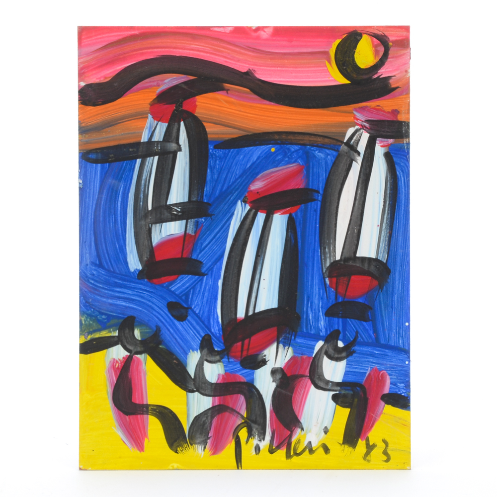 Peter Keil Acrylic Painting on Masonite of Sailboats