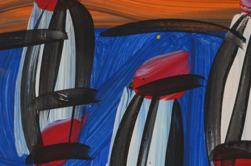 Peter Keil Acrylic Painting on Masonite of Sailboats