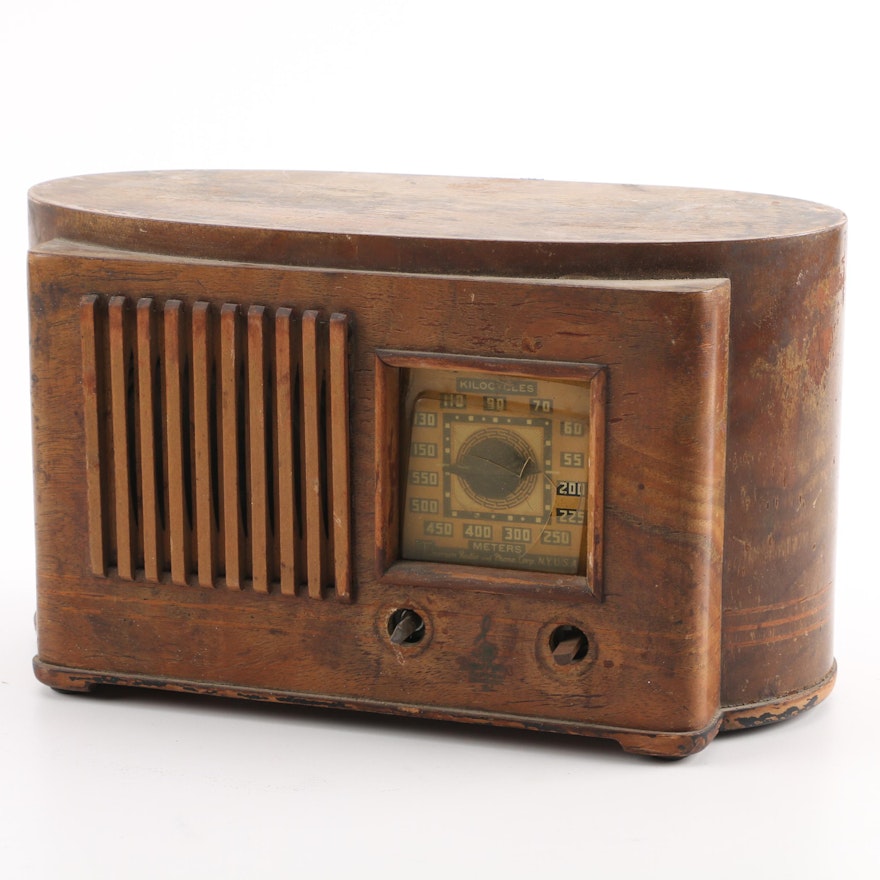 Mid 20th-Century Emerson Tabletop Radio with Ingraham Cabinet