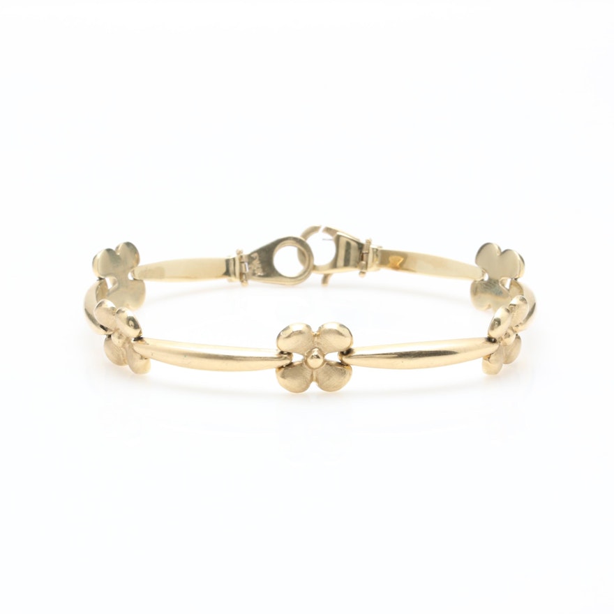 14K Yellow Gold Floral Bracelet