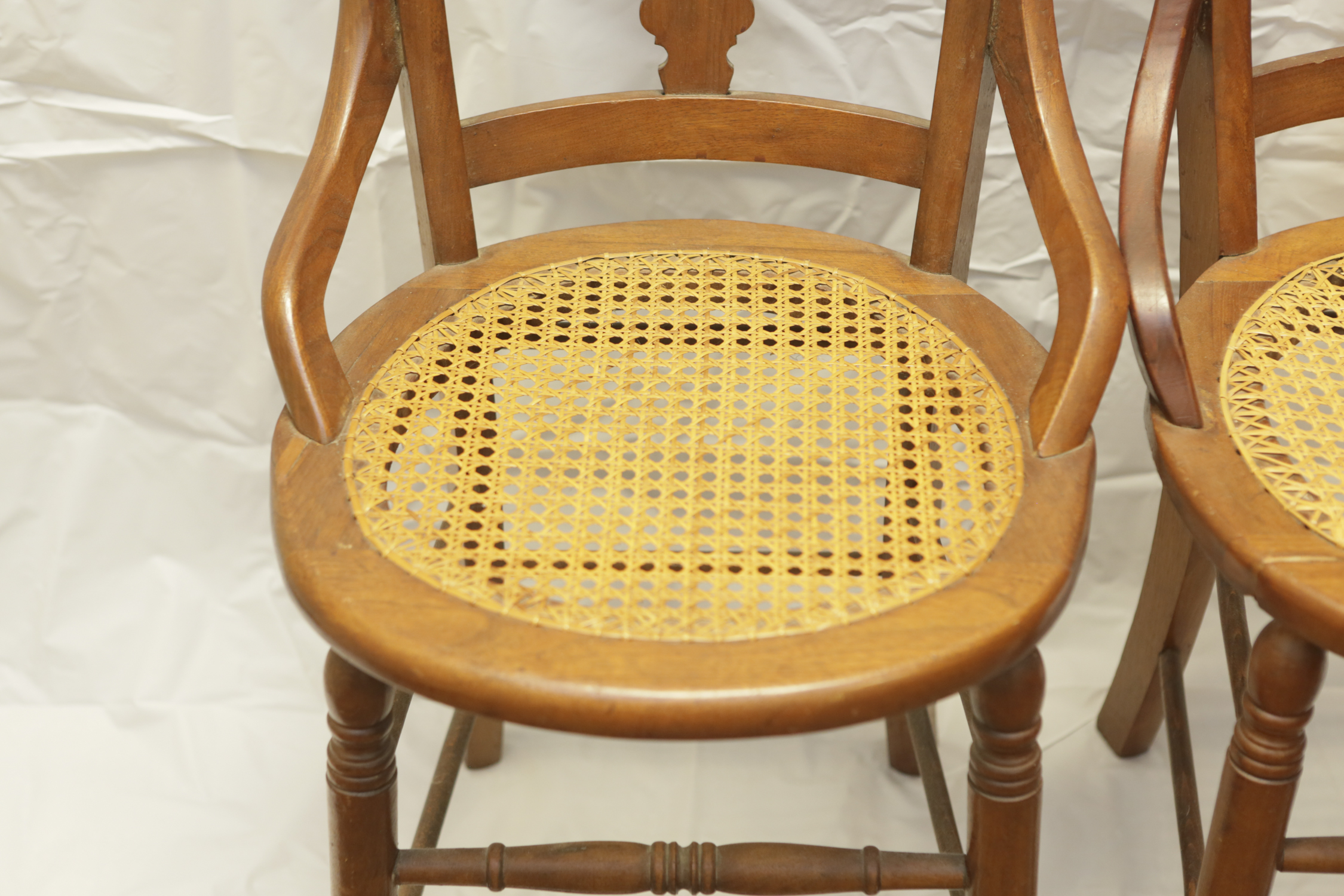 Pair of Vintage Victorian Style Cane Seat Side Chairs