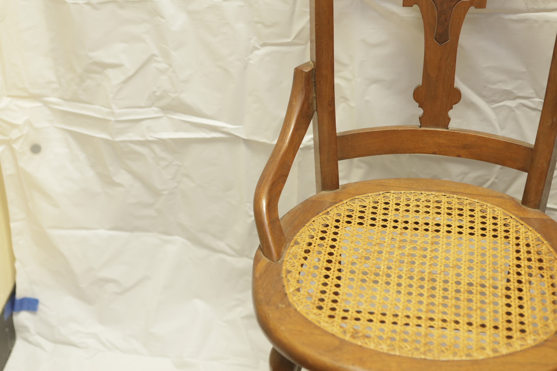 Pair of Vintage Victorian Style Cane Seat Side Chairs