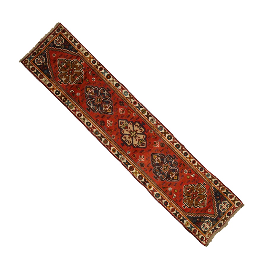 Hand-Knotted Qashqai Wool Carpet Runner