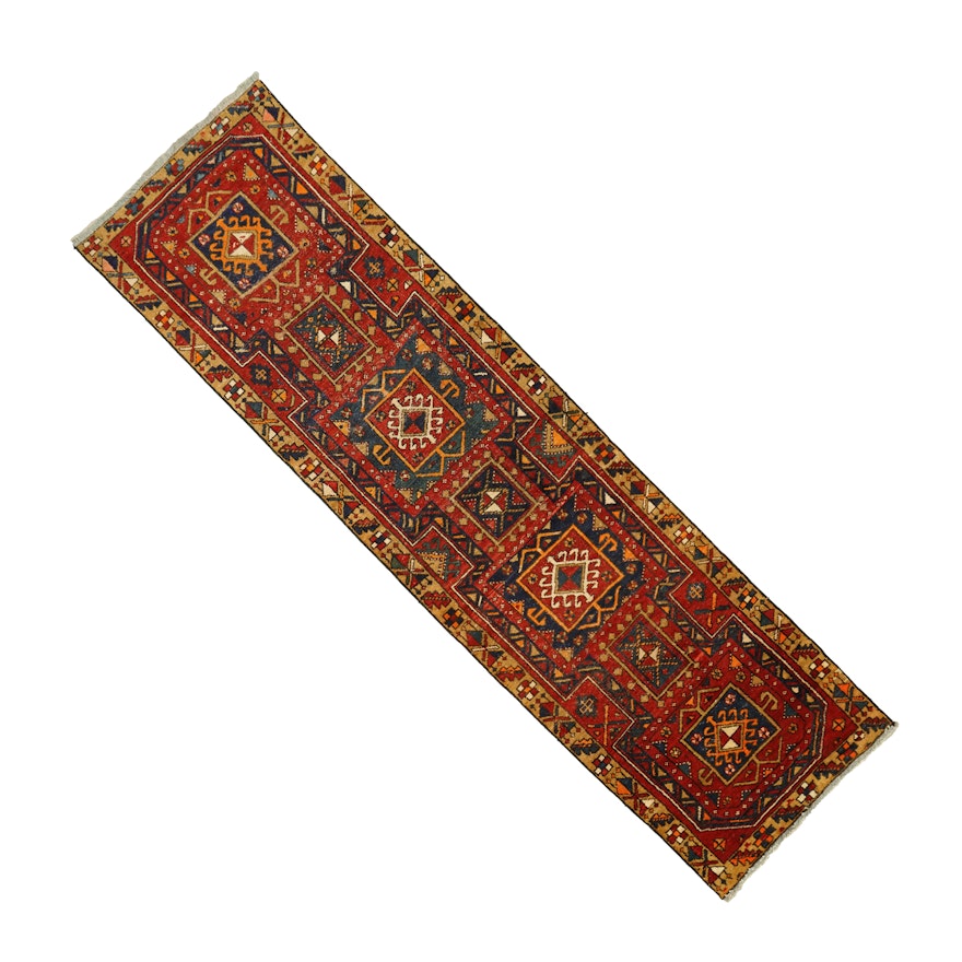 Hand-Knotted Caucasian Wool Carpet Runner