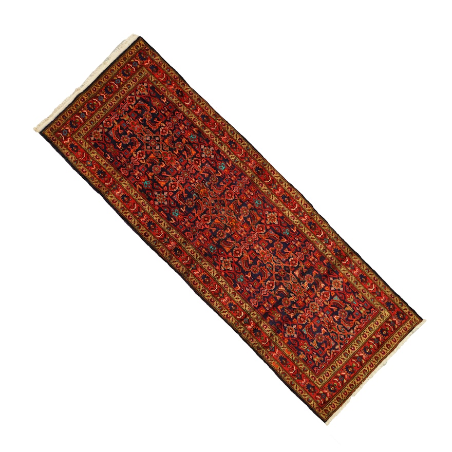 Hand-Knotted Persian Nahavand Wool Long Rug