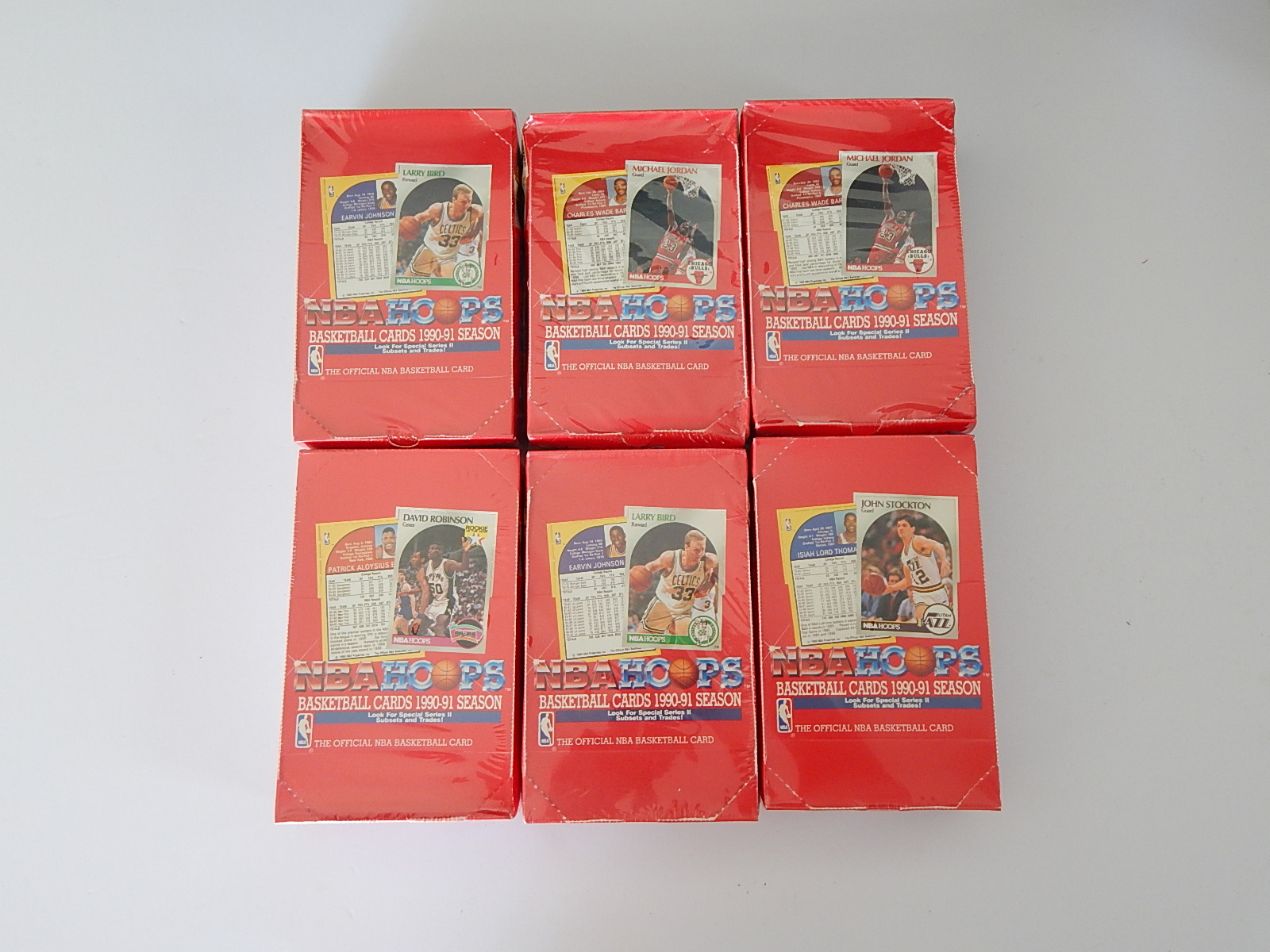 Six Factory Sealed Boxes of 1990/1991 NBA Hoops Basketball Card Packs