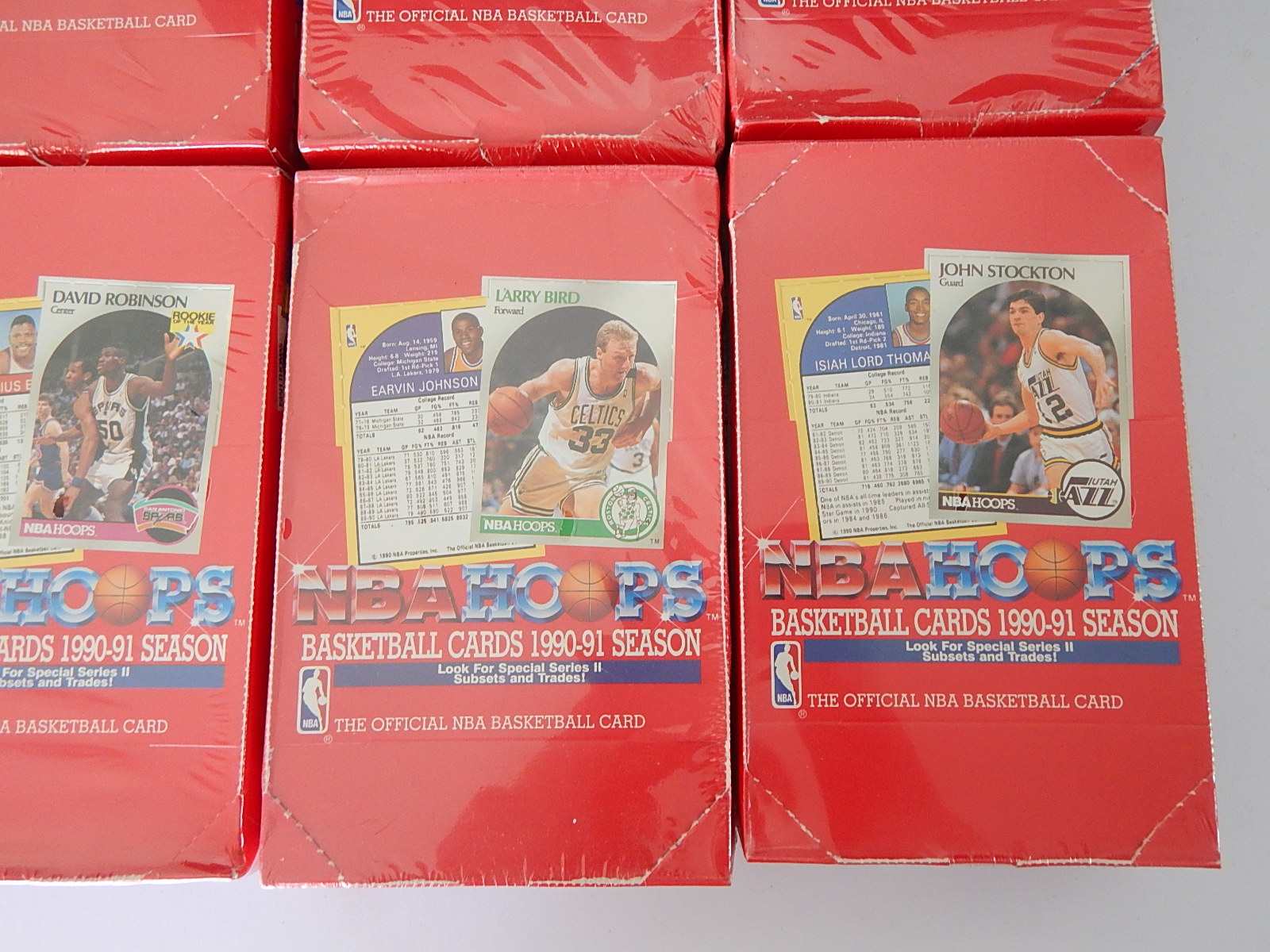 Six Factory Sealed Boxes of 1990/1991 NBA Hoops Basketball Card Packs