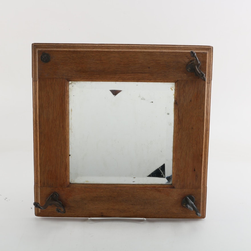 Wood Framed Wall Mirror with Metal Hangers