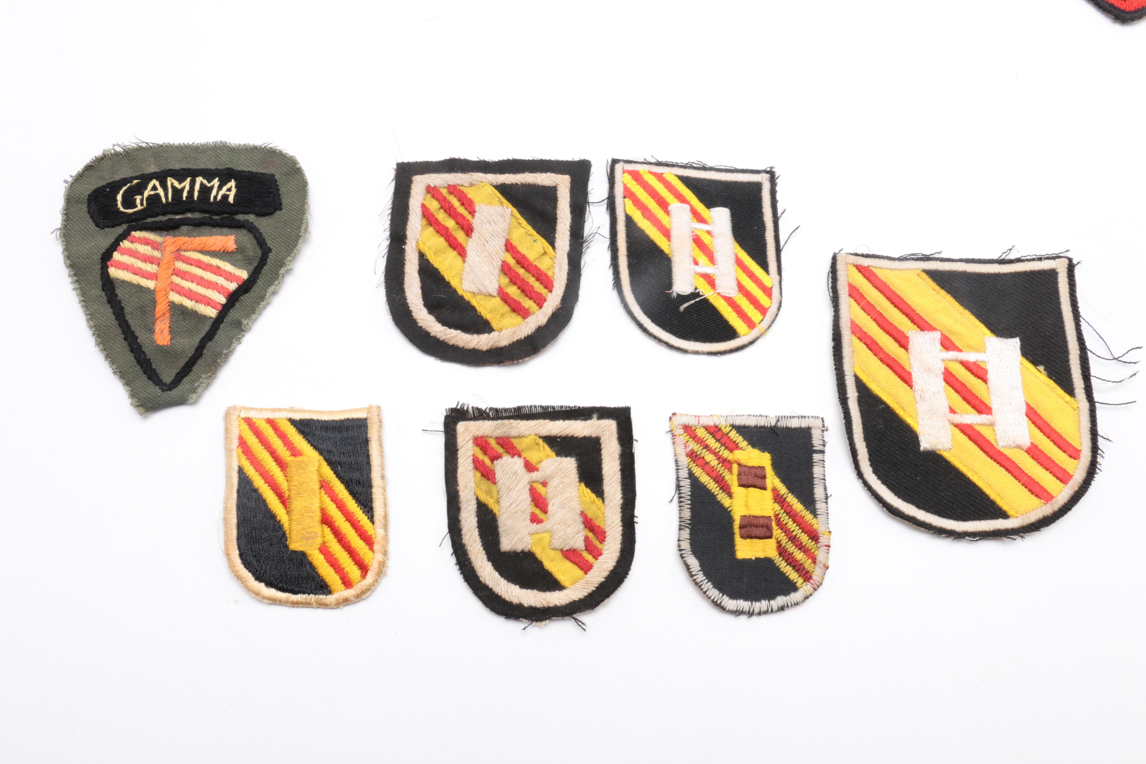 Assorted Vietnam Era Military Patches Including Handmade MAC-SOG Patches