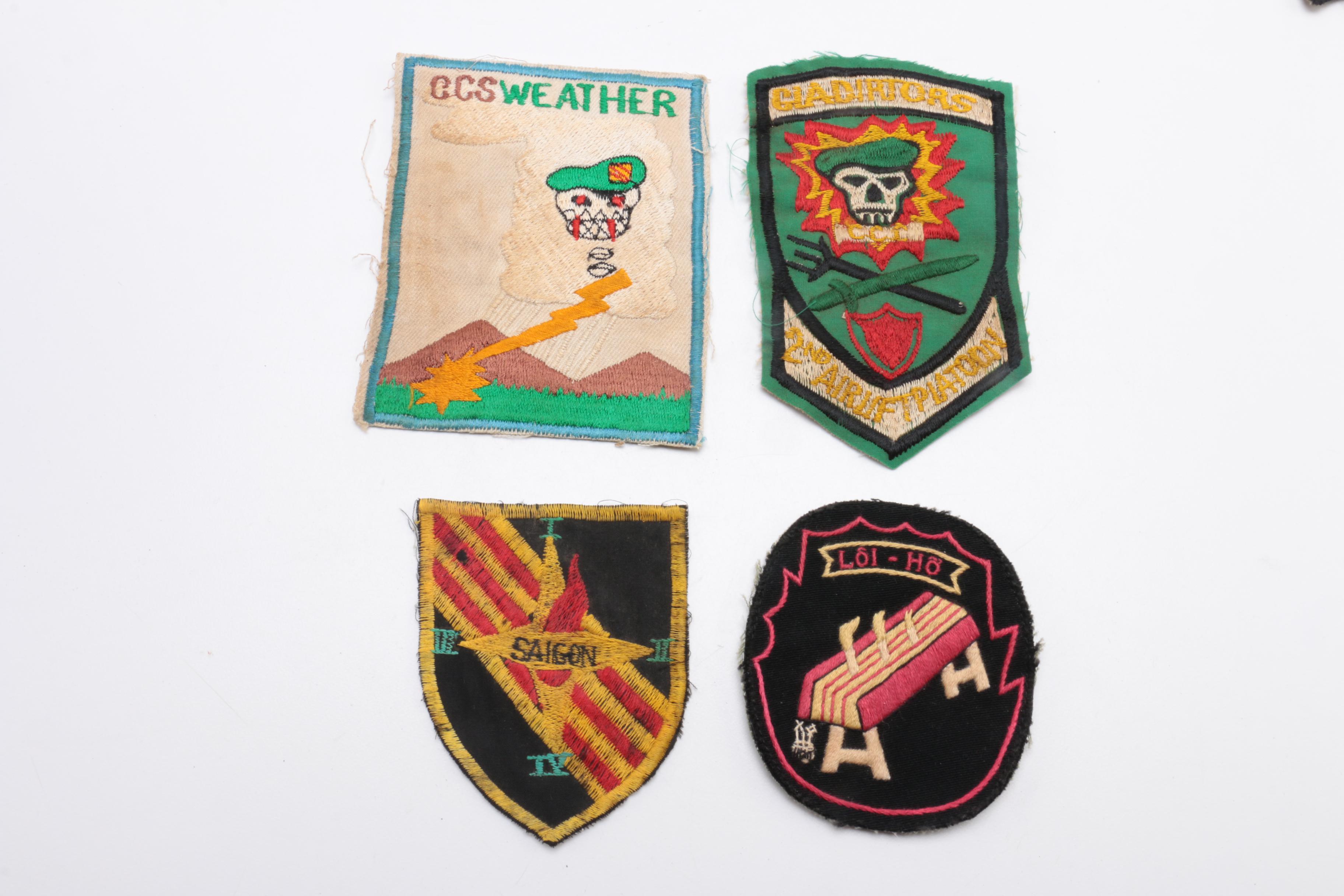 Assorted Vietnam Era Military Patches Including Handmade MAC-SOG Patches