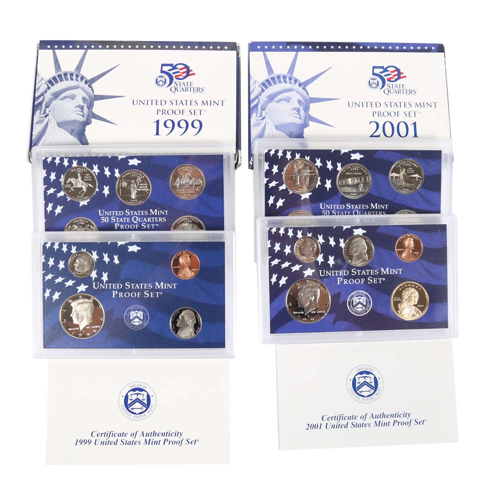 1999 United States Mint Proof Set and 2001 United States Mint Proof Set