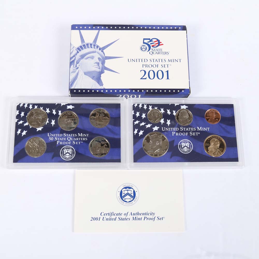 1999 United States Mint Proof Set and 2001 United States Mint Proof Set