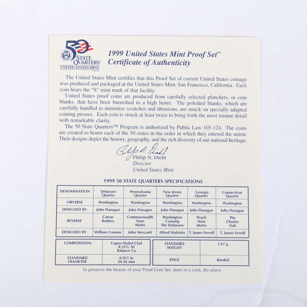 1999 United States Mint Proof Set and 2001 United States Mint Proof Set