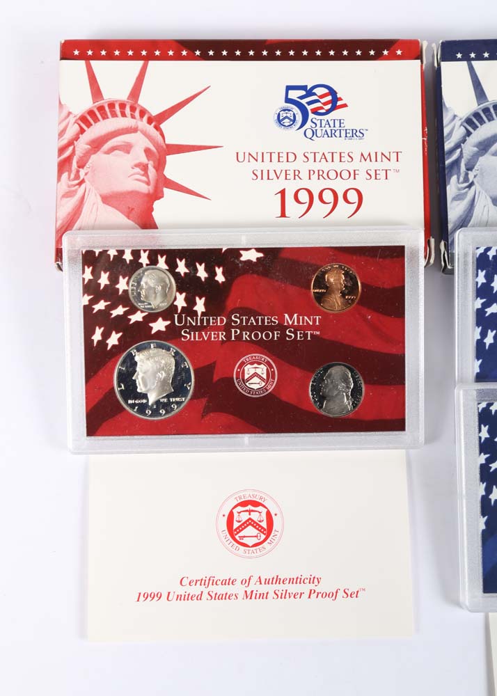 1999 United States Mint Silver Proof Set and a 1999 Proof Set
