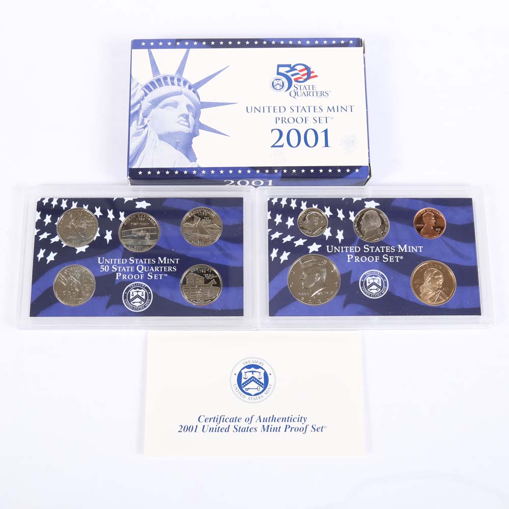 1999 United States Mint Proof Set and 2001 United States Mint Proof Set