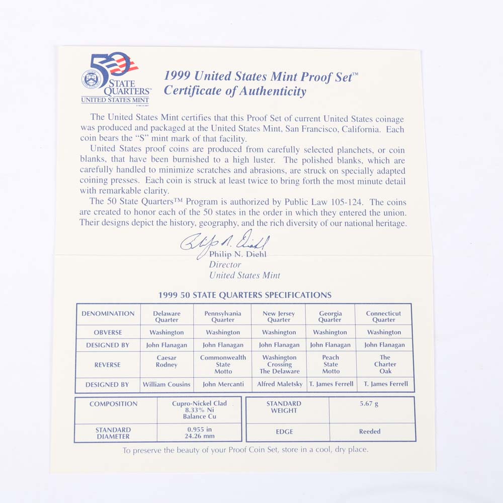 1999 United States Mint Proof Set and 2001 United States Mint Proof Set