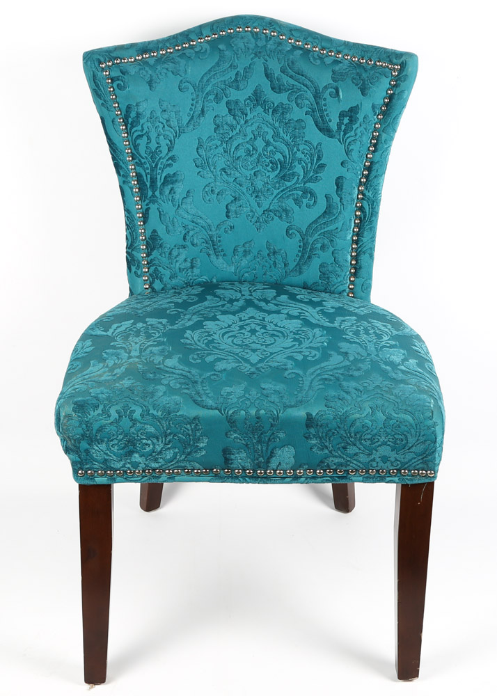 Contemporary Damask Covered Side Chairs