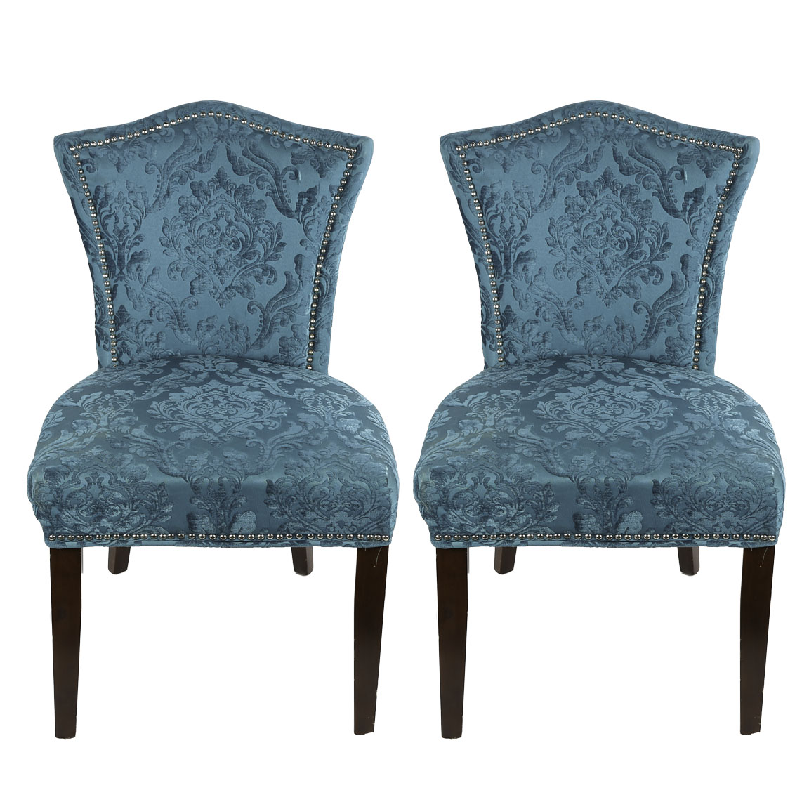 Contemporary Damask Covered Side Chairs